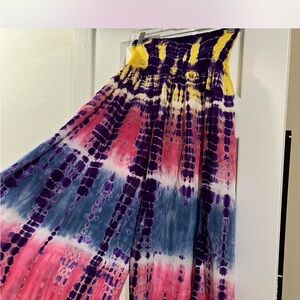 Tie-Dye boho pants OS in Purple, Pink & Blue